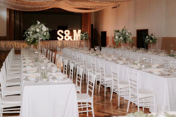 Wedding hall with the S&M letters