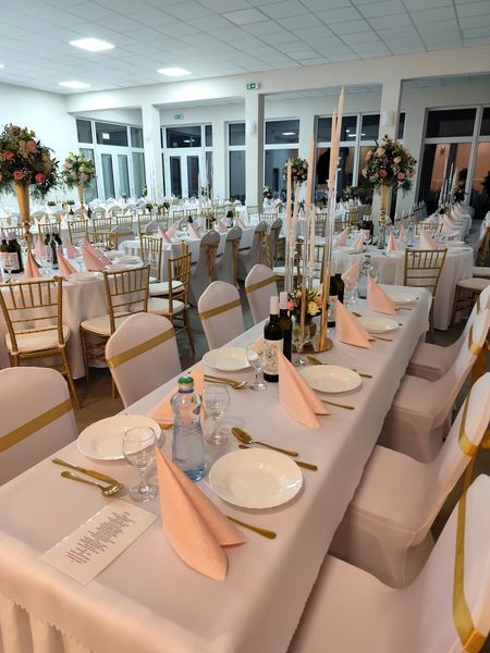 Festively decorated hall ready for the reception